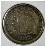 1863 Flag of Union DIX Civil War Token CWT