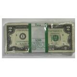 2013 $2 Original BEP Strap of 100 Notes $200
