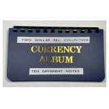 10 Different $2 Currency Notes in Album