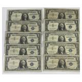 Lot of Ten 1957 $1 Silver Certificates