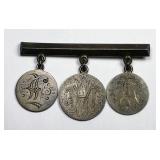 Love Token Trio of Initials on Silver Bar
