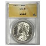 1898-O Morgan Silver $1 ANACS MS64