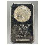 Sunshine Minting Vintage Silver Art Bar 1 oz .999