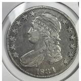1834 Capped Bust Silver Half Very Fine VF