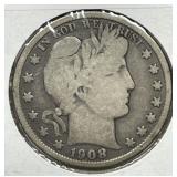 1908-S Barber Silver Half Very Good VG