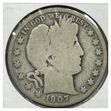 1907-S Barber Silver Half Good G