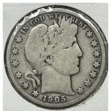 1905-S Barber Silver Half Very Good VG