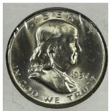 1957-D Franklin Silver Half Brilliant Uncirculated