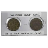 Winding Gulf Coal Company $1 & $10 Private Tokens