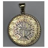 1999 One Euro France Coin Pendant 14K Gold Bezel