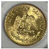MEXICO: 1945 Gold Dos Peso (2 Pesos) BU