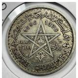 MOROCCO: 1956 Silver 500 Francs Extra Fine XF