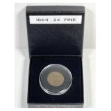1864 Two Cent Piece Fine F