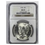 1925 Peace Silver $1 Gem BU NGC MS65