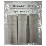 1965 1966 1967 Special Mint Set Dime Roll Trio