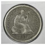 1857 Seated Liberty Silver Quarter Fine F