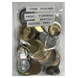 Bag of 1 Pound Tokens & Medals Various Exonumia