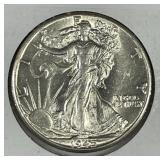 1945-D Walking Liberty Silver Half AU