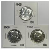 1965 1966 1967 SMS Kennedy Silver Half Trio BU