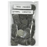 1943 Lincoln War Steel Cents Bag of 100 Mixed