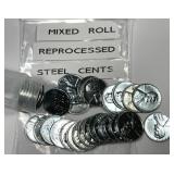 1943 Lincoln War Steel Cents Reprocessed Roll