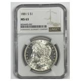 1881-S Morgan Silver $1 NGC MS63