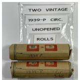 1939 Jefferson Nickel Circulated Vintage Roll Pair