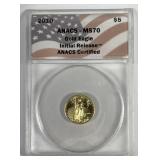 2010 $5 Gold American Eagle 1/10 ANACS MS70