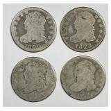 Lot of 4 Different Bust Silver Dimes 1820-1828