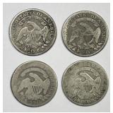 Lot of 4 Different Bust Silver Dimes 1829-1834