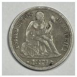 1871 Seated Liberty Silver Dime Fine F
