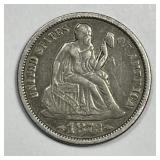 1873 Seated Liberty Silver Dime w/Arrows Fine F