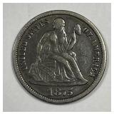 1875-CC Seated Liberty Silver Dime Fine F details