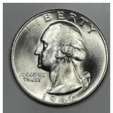 1946-S Washington Silver Quarter Uncirculated BU