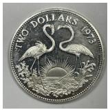 BAHAMAS: 1973 Silver $2 Flamingos Proof PR PRF