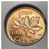 CANADA: 1981 Canadian Cent 6-8% Off Center Error