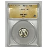 1941-D Mercury Silver Dime ANACS MS66 FSB