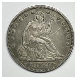 1853 Seated Liberty Silver Half Extra Fine XF