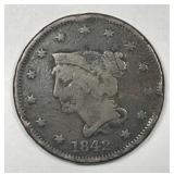 1842 Braided Hair Large Cent