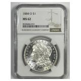 1884-O Morgan Silver $1 NGC MS-62