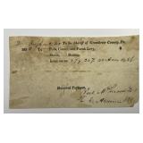 1832 Sheriff Greenbrier County Land Tax Receipt