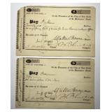 Pair 1829 City New York Mechanics Bank Checks