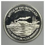 Battle Of The Ironclads Sterling Silver Medal