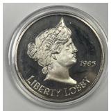 1985 Liberty Lobby .999 1 oz Silver Round