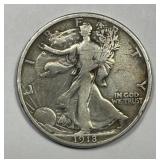 1918 Walking Liberty Silver Half Very Good VG