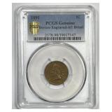 1891 Indian Head Cent PCGS AU details