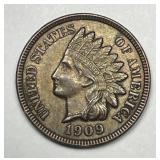 1909 Indian Head Cent About Uncirculated AU