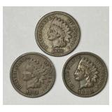 1880 1882 1888 Indian Head Cent Trio