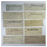 10 Various Bank Check Remainders 1860s-1920