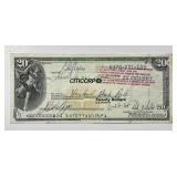 1988 Citicorp $20 Travelers Check